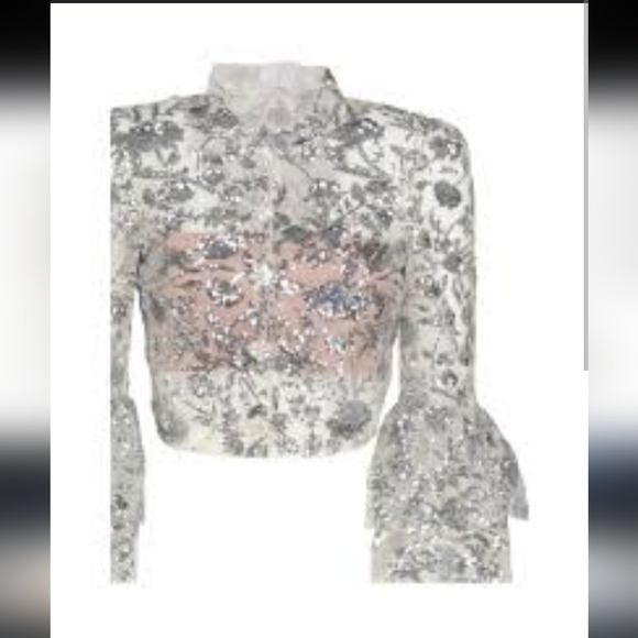 Self-Portrait Champagne Sequinned Top - Picture 9 of 9